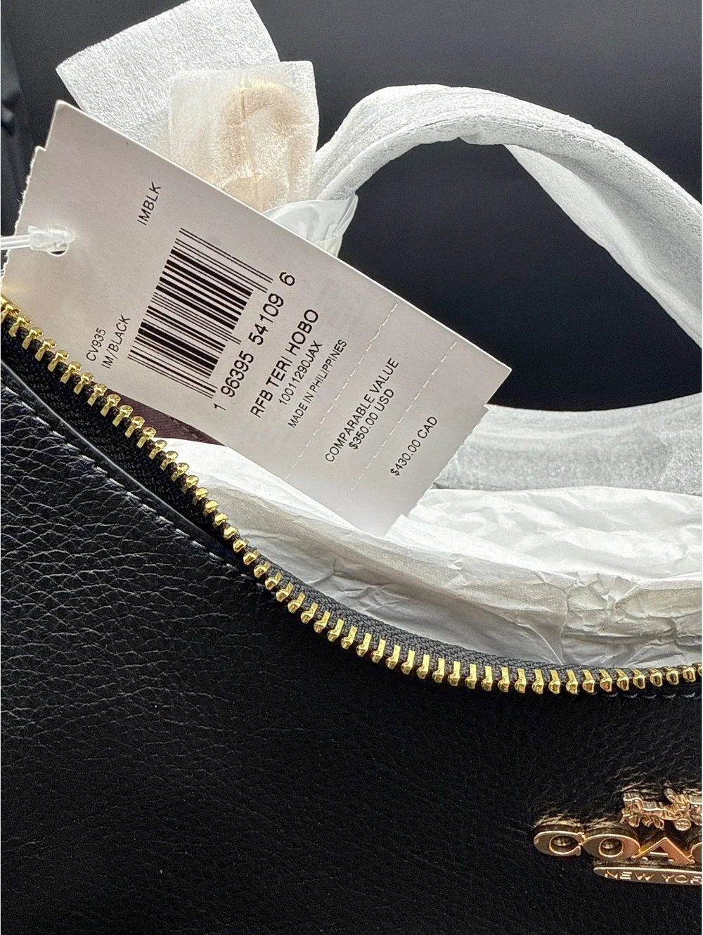 Coach Black Pebbled Leather Small Hobo Shoulder Bag Purse
